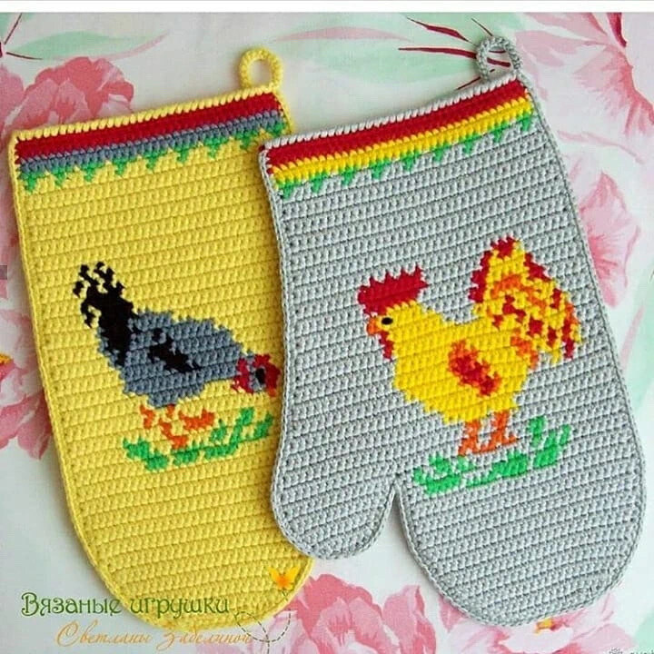 情侣小鸡提花隔热垫/手套像素画8-1
作者见水印，转自网络