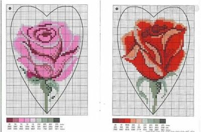 十字绣图纸•粉玫瑰红玫瑰