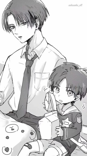 #艾利##エレリ# 终于又磕到艾伦和利威尔的糖了！！！！！年下带孩子的设定(( (//̀Д/ /) ))

twi：sakusaku_ell ​​​