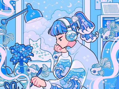 Ins蒸汽波糖果风插画