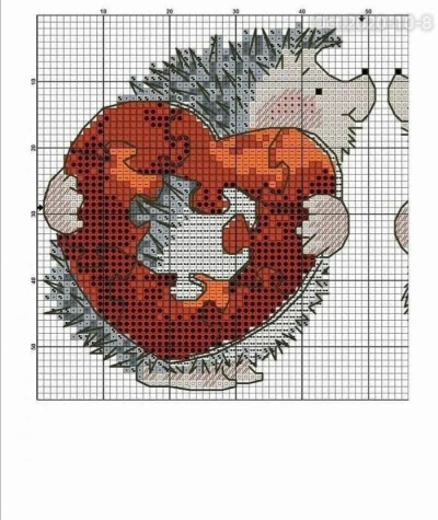十字绣图纸•刺猬•爱心巧克力拼图
