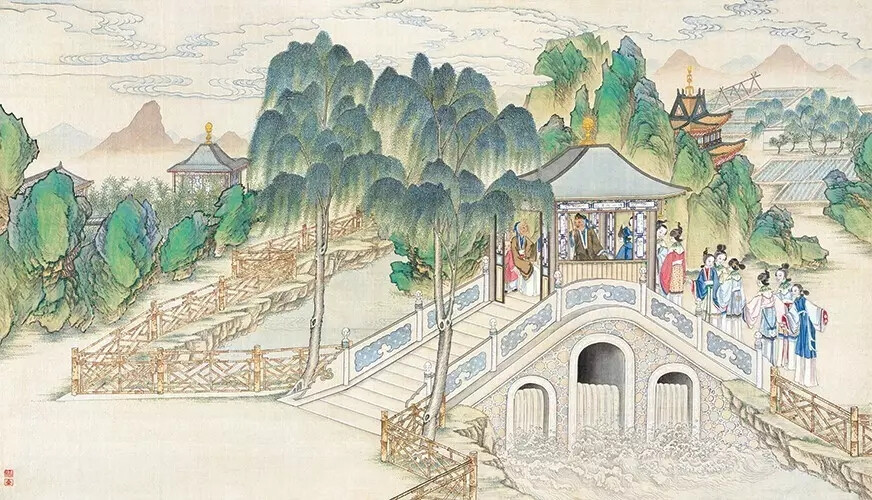 清代著名国画大师孙温先生工笔重彩绘制的230幅巨幅图画现存藏于大连旅顺博物馆
