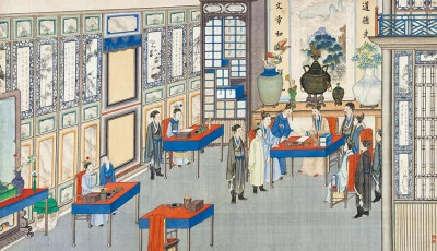 清代著名国画大师孙温先生工笔重彩绘制的230幅巨幅图画现存藏于大连旅顺博物馆