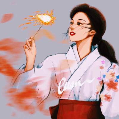 神仙画师微博转载二次元人物黑白动漫插画