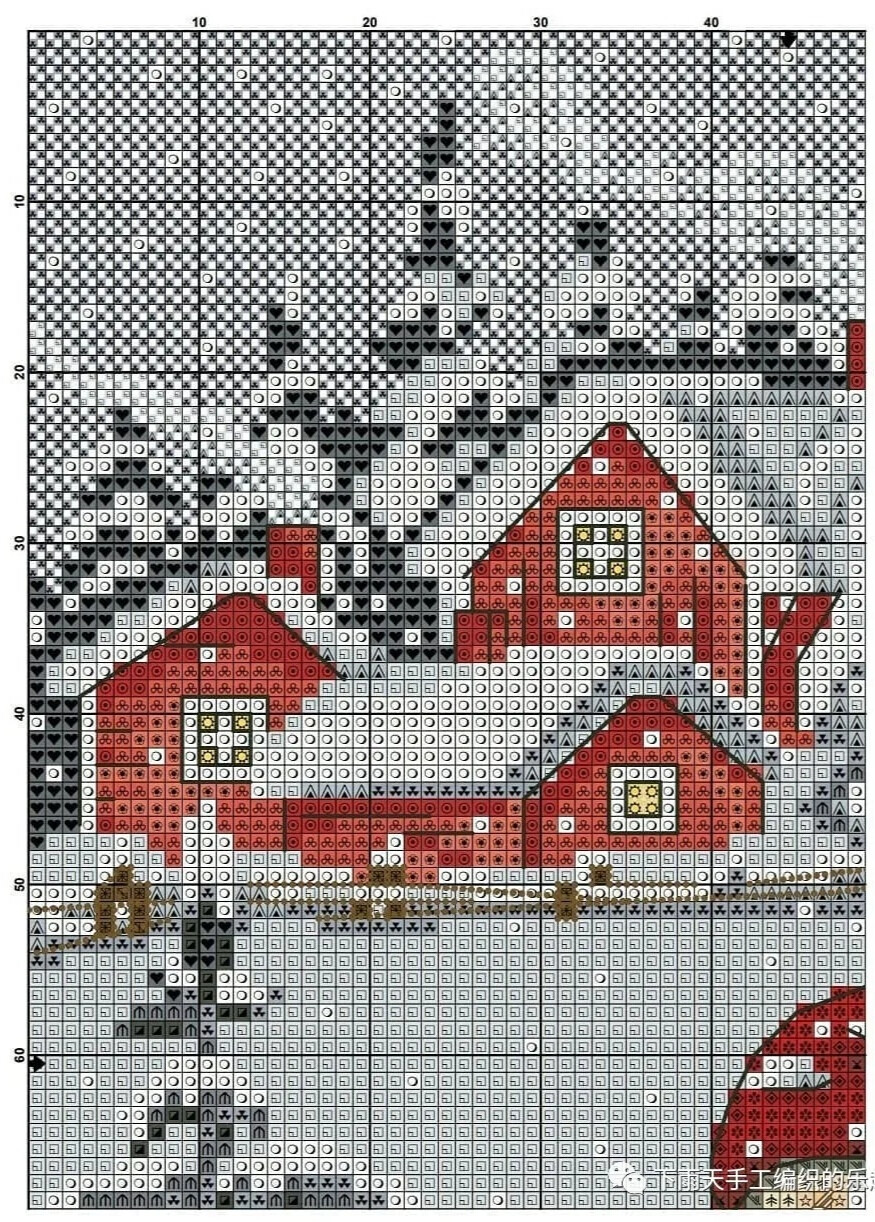 十字绣图纸61圣诞老人铲雪6