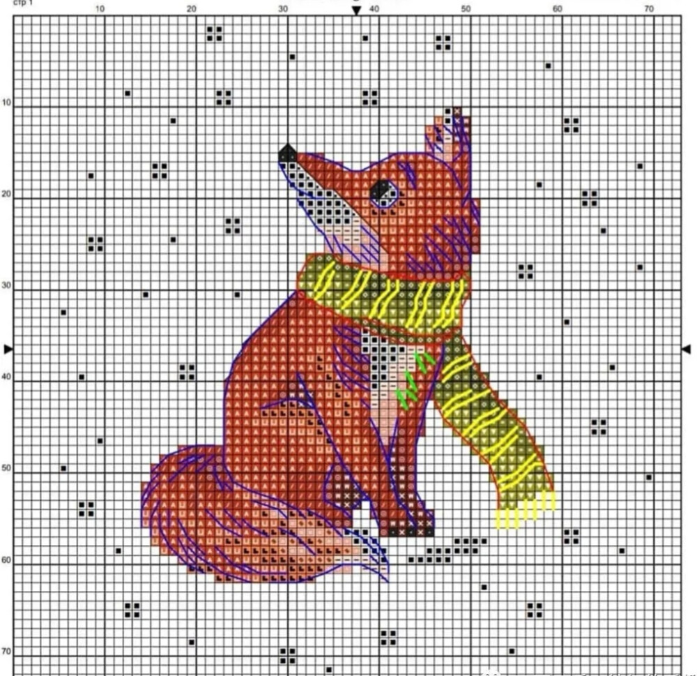 十字绣图纸?戴围巾的狐狸
