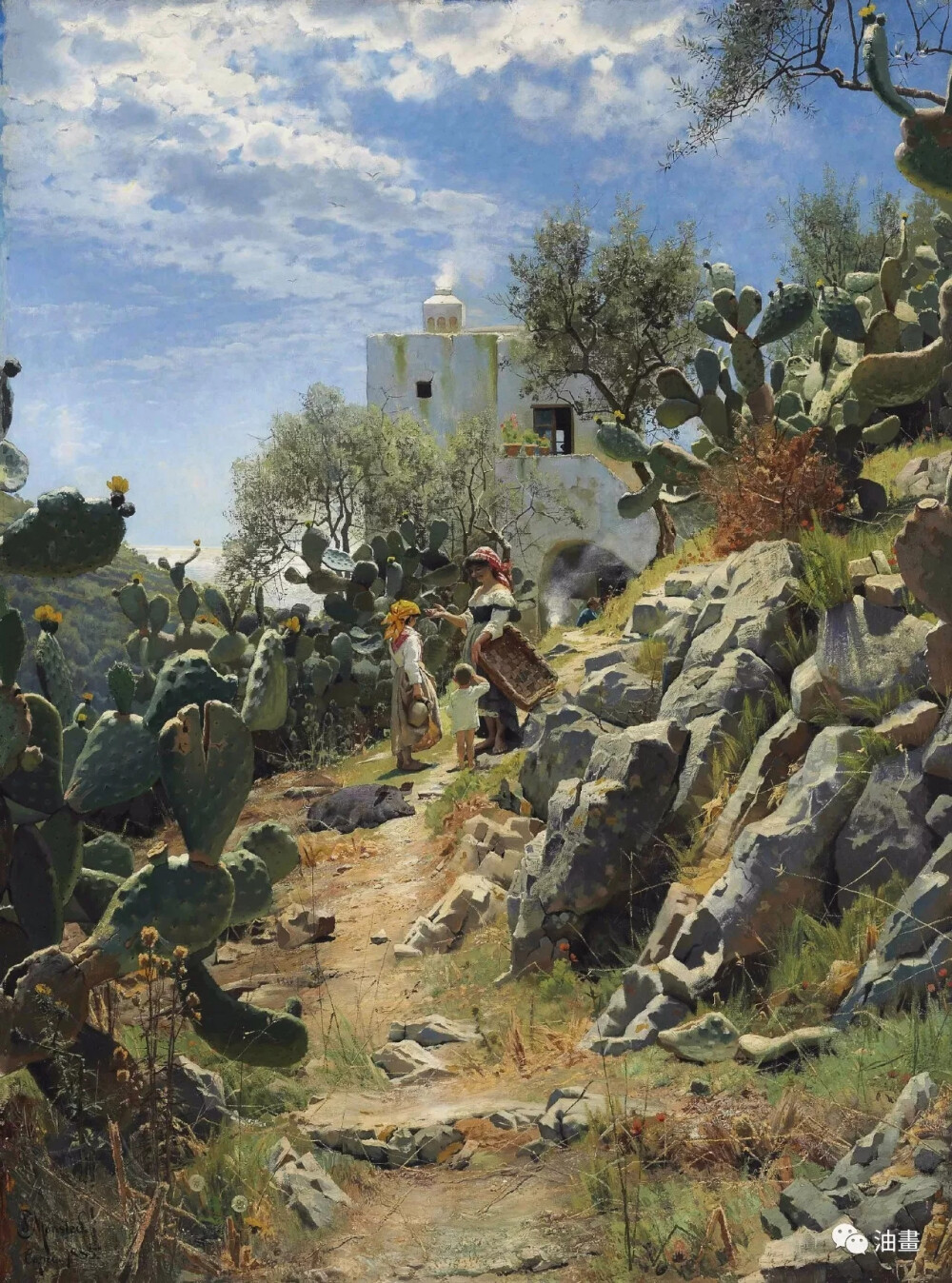 蒙森德
著名风景画大师Peder Mork Monsted，丹麦的现实主义画家蒙森德（Peder Mork Monsted 1859-1941），以画风景画而著名，他是一个浪漫主义者，以描绘壮丽的景观和古迹方面见长的艺术家，对细节和色彩把握深有研究。
