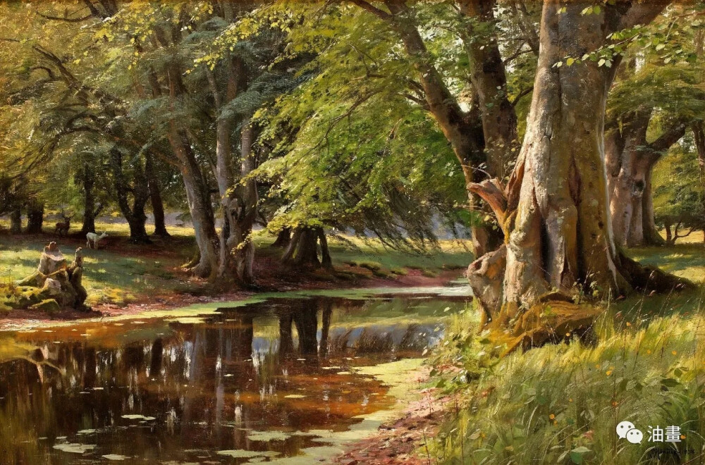 蒙森德
著名风景画大师Peder Mork Monsted，丹麦的现实主义画家蒙森德（Peder Mork Monsted 1859-1941），以画风景画而著名，他是一个浪漫主义者，以描绘壮丽的景观和古迹方面见长的艺术家，对细节和色彩把握深有研究。
